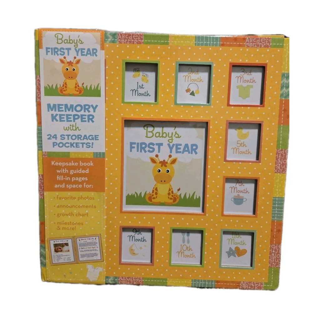 NEW Baby's First Year Memory Keeper with 24 Storage Pockets Baby Book Milestones
